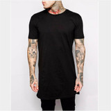 2016 Brand New Clothing Mens Black Long t shirt Men Tops Hip hop tee T-shirt Men Hiphop Short Sleeve Longline casual Tee shirts