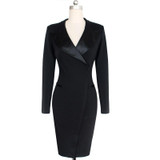 2016 Brand Designer Autumn Dress Full Sleeve Mid Calf Party Plus Size Dresses Bodycon Club Casual Office Dress Sheath Vestidos