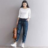 2016 Boyfriend Jeans Harem Pants Women Trousers Casual Plus Size Loose Fit Vintage Denim Pants High Waist Jeans Women Vaqueros