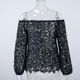 2016 Black Sexy Club Off Shoulder Hollow Out Women Blouses Summer Beach Style Long Sleeve Party Girls Blusas Shirts Tops