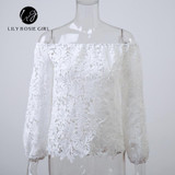 2016 Black Sexy Club Off Shoulder Hollow Out Women Blouses Summer Beach Style Long Sleeve Party Girls Blusas Shirts Tops