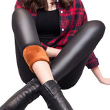 2016 Best-selling Autumn Winter Women's Fleece Thick Warm Tight Leather Pants Stretch Skinny Jeans Pencil Pants Slim Trousers