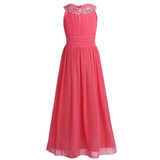Elegant Girls Chiffon Sleeveless Flower Girl Dress Princess Pageant Wedding Bridesmaid Children's Birthday Party Dress SZ 4-14Y