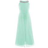 Elegant Girls Chiffon Sleeveless Flower Girl Dress Princess Pageant Wedding Bridesmaid Children's Birthday Party Dress SZ 4-14Y