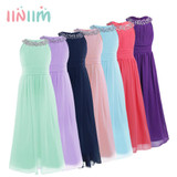 Elegant Girls Chiffon Sleeveless Flower Girl Dress Princess Pageant Wedding Bridesmaid Children's Birthday Party Dress SZ 4-14Y