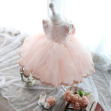 Elegant Girl Dress Girls 2018 Summer Fashion Pink Lace Big Bow Party Tulle Flower Princess Wedding Dresses Baby Girl dress