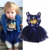 Elegant Girl Dress Girls 2017 Summer Fashion One Printed Lace Big Bow Party Tulle Flower Princess Wedding Dresse Baby Girl dress