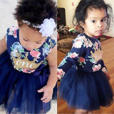 Elegant Girl Dress Girls 2017 Summer Fashion One Printed Lace Big Bow Party Tulle Flower Princess Wedding Dresse Baby Girl dress