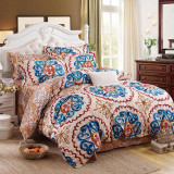Elegant Floral Bedding Set Polyester Cotton Bed Linen Sets 4pcs Bedspreads Kids Twin Size Blue Duvet Cover Bed Sheet Set
