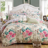 Elegant Floral Bedding Set Polyester Cotton Bed Linen Sets 4pcs Bedspreads Kids Twin Size Blue Duvet Cover Bed Sheet Set