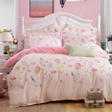 Elegant Floral Bedding Set Polyester Cotton Bed Linen Sets 4pcs Bedspreads Kids Twin Size Blue Duvet Cover Bed Sheet Set