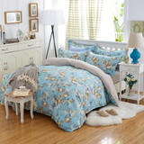 Elegant Floral Bedding Set Polyester Cotton Bed Linen Sets 4pcs Bedspreads Kids Twin Size Blue Duvet Cover Bed Sheet Set