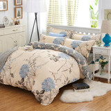 Elegant Floral Bedding Set Polyester Cotton Bed Linen Sets 4pcs Bedspreads Kids Twin Size Blue Duvet Cover Bed Sheet Set