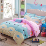 Elegant Floral Bedding Set Polyester Cotton Bed Linen Sets 4pcs Bedspreads Kids Twin Size Blue Duvet Cover Bed Sheet Set
