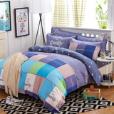 Elegant Floral Bedding Set Polyester Cotton Bed Linen Sets 4pcs Bedspreads Kids Twin Size Blue Duvet Cover Bed Sheet Set