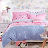 Elegant Floral Bedding Set Polyester Cotton Bed Linen Sets 4pcs Bedspreads Kids Twin Size Blue Duvet Cover Bed Sheet Set