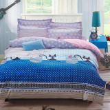 Elegant Floral Bedding Set Polyester Cotton Bed Linen Sets 4pcs Bedspreads Kids Twin Size Blue Duvet Cover Bed Sheet Set