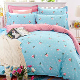 Elegant Floral Bedding Set Polyester Cotton Bed Linen Sets 4pcs Bedspreads Kids Twin Size Blue Duvet Cover Bed Sheet Set