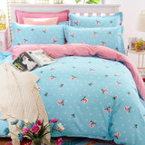 Elegant Floral Bedding Set Polyester Cotton Bed Linen Sets 4pcs Bedspreads Kids Twin Size Blue Duvet Cover Bed Sheet Set