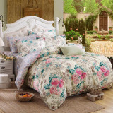 Elegant Floral Bedding Set Polyester Cotton Bed Linen Sets 4pcs Bedspreads Kids Twin Size Blue Duvet Cover Bed Sheet Set