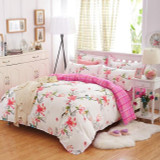 Elegant Floral Bedding Set Polyester Cotton Bed Linen Sets 4pcs Bedspreads Kids Twin Size Blue Duvet Cover Bed Sheet Set