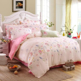 Elegant Floral Bedding Set Polyester Cotton Bed Linen Sets 4pcs Bedspreads Kids Twin Size Blue Duvet Cover Bed Sheet Set