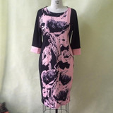 Elegant Fashionable Women Dresses NEW 2017 Plus Size Women Clothing L-6XL Autumn Winter Dress Casual O-neck Printing  Dress