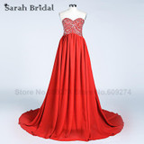 Elegant Chiffon Long Prom Dresses Beads A-Line Sweetheart Floor-Length Bridesmaid Party Gown In Stock Sleeveless Back Lace SD252