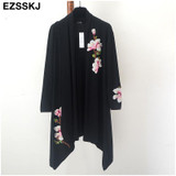 elegant Cardigans sweater cloak coat women floral embroidery kimono autumn winter long female overcoat long sleeve trench coat