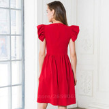 Elegant Butterfly Sleeve A-Line Dress 2018 Summer Solid Women's Fashion Ruffles O-Neck Slim Causul Dress Party Mini Dresses