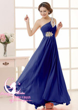 Elegant Brief Dress One Shoulder Cheap Coral Bridesmaids Dresses Long Chiffon Dress 2015 New Simple Dress For Bridesmaids
