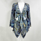 Elegant boho floral print Women's Playsuit Casual chic v neck high waist Jumpsuits Rompers Women Autumn Loose Playsuits 80234