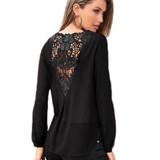 Elegant Blouses Lace Tops Chiffon Women Vintage 2018 Long Sleeved V Neck Summer Autumn Sexy Loose Pacthwork Casual Blusas Female