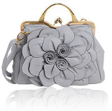 Elegant Big Flower Leather Handbag