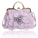 Elegant Big Flower Leather Handbag