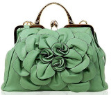 Elegant Big Flower Leather Handbag