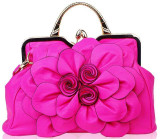 Elegant Big Flower Leather Handbag