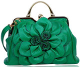 Elegant Big Flower Leather Handbag