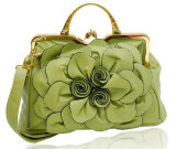 Elegant Big Flower Leather Handbag