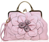Elegant Big Flower Leather Handbag