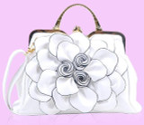 Elegant Big Flower Leather Handbag