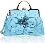 Elegant Big Flower Leather Handbag