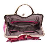 Elegant Big Flower Leather Handbag