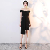 Elegant Black Cocktail Dress Sexy Boat Neck Off the Shoulder Short Party Dresses Little Black Cocktail Dresses
