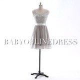 Elegant Beaded Gray Short Bridesmaid Dress 2015 Cheap Bridesmaid Dresses Under 50 Vestido Para Festa