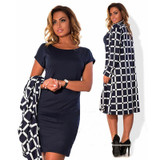 Elegant Autumn Winter women dress large sizes Women Solid Mini dresses plus size dress Short Sleeves dress L-6XL vestidos