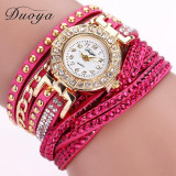 Duoya Watch Women Brand Luxury Gold Fashion Crystal Rhinestone Bracelet Women Dress Watches Ladies Quartz Wristwatches