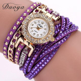 Duoya Watch Women Brand Luxury Gold Fashion Crystal Rhinestone Bracelet Women Dress Watches Ladies Quartz Wristwatches
