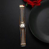 Duoya Women Dress Luxury Watch Women Gold Chain Rhinestone Leather Quartz Wristwatch Ladies Classic Fashion Bracelet Watch