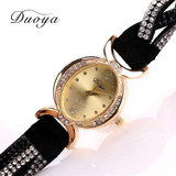 Duoya Brand Watches Women Luxury Crystal Women Gold Bracelet Quartz Wristwatch Rhinestone Clock Ladies Dress Gift Watches XR572